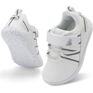 BARERUN Baby Sneakers Toddler Shoes Soft Anti-Slip Sole Newborn First Walkers Infant Toddler Breathable Athletic Running Shoes (6-7 Toddler, White)