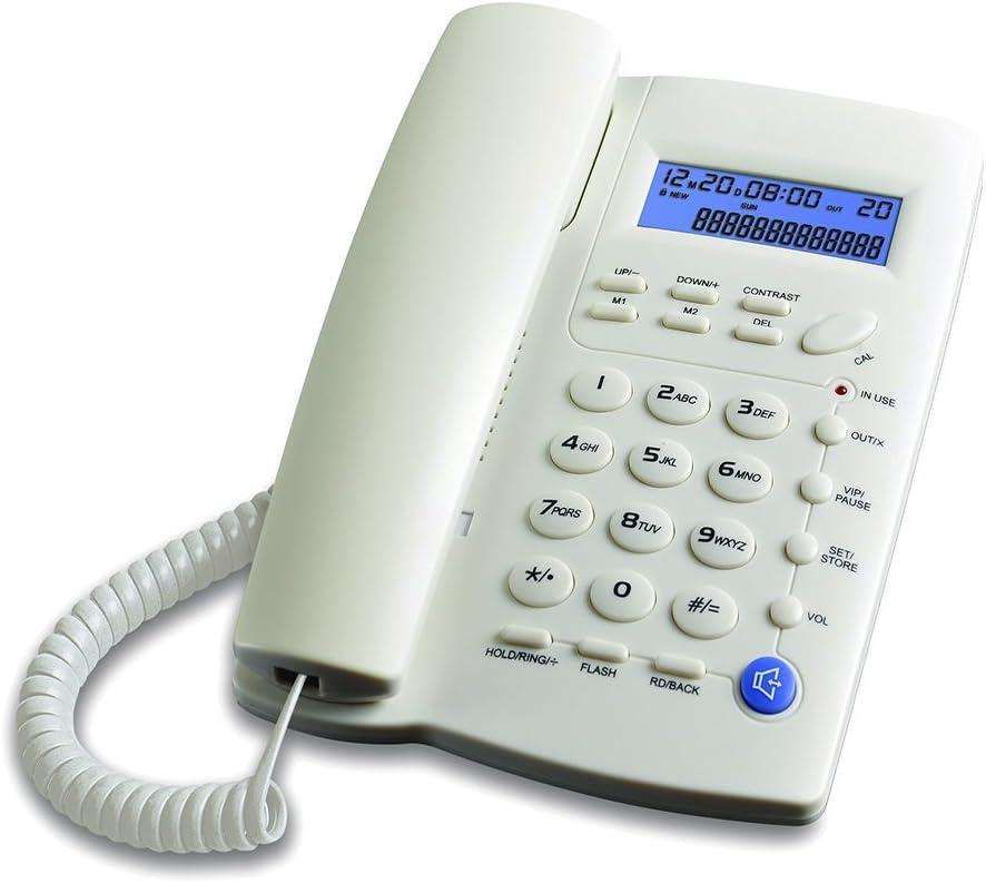 Y043 Corded Landline Telephone for Home, Caller ID/Call Waiting, Easy-to-Use, Speaker, Display, Desk Phone Only (Off-White)