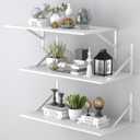 Deep Floating Shelves for Wall Set of 3, 24W x 12 Inch Deep White Floating Shelves, Wide Floating Wall Mounted Shelves for Living Room, Kitchen, Office, Bedroom, Bathroom, Laundry Room