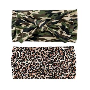 LemonSpce Handmade Baby Head wrap with Bows Stretchy Soft Infant Comfortable Baby Bow for Newborn girls and boys,Toddler-Leopard Camo Printed Hair Accessories