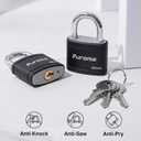 Puroma 2 Pack Keyed Padlock with 3 Keys Alike, 7/8 Inch Locker Lock 40mm Heavy-Duty Locks for Gate Fence Hasp Cabinet Toolbox School Gym Locker (Black)