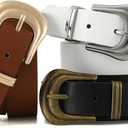 Earnda Women Western Leather Belts for Jeans Pants Vintage Waist Belt for Lady Dresses with Gold Silver Buckle (Small: 26"-28" (Pant 4-6))