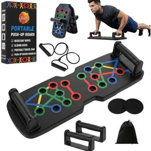 Push Up Board 21-in-1 Home Workout Equipment for Men & Women  Multi-Functional Push Up Bar with Handles, Resistance Bands, Sliding Discs & Carry Bag  Heavy-Duty 330 lbs Home Gym Equipment