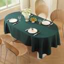 Classic Dark Green Oval Tablecloth - Made of Durable Plain Cloth, Heavy Duty & Wrinkle-Resistant, Smooth Surface for Party Restaurant Formal and Everyday Dining, Easy to Iron,60 x 84 Inch