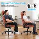 Sytas 400lbs Big and Tall Office Chair with Adjustable Headrest | Heavy Duty Executive Chair with Lumbar Support, High Back Computer Chair with Backrest and Flip-up Arms for Home Office,Brown