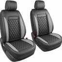JOJOBAY for Chevy Silverado 1500 Seat Covers,Leather Car Seat Covers for GMC Sierra,Custom Fit 2007-2026 1500 2500HD 3500HD Crew Double Extended Regular Cab(Front Seat,Black with Grey)