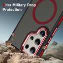 AIGOMARA Magnetic for Samsung Galaxy S22 Ultra Case, [Compatible with Magsafe] [Military-Grade Protection] Slim Shockproof Translucent Matte Protective Case for Galaxy S22 Ultra 6.8 Inch, Black/Red