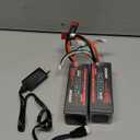 Hosim 2PCS 2S 7.4V 2600mAh Lipo Battery 25C with 1 USB Chargers & 1 Battery Strap RC Car Truck RC Vehicles Boat Battery Fit for X08 X07 X07W High Speed RC Cars 1/10 Scale