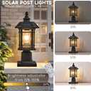 Solar Lamp Post Light with Water Ripple Glass Dusk to Dawn Waterproof Pole Lights Outdoor 18.3 Inch Height Large Aluminum Solar Lights Outdoor Post Include Remote Control and LED Bulb