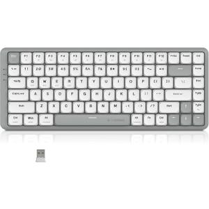 E-YOOSO Wireless Bluetooth Keyboard, Wired Mechanical Keyboard 84 Keys Compact Gaming Keyboard with White LED Backlit, Low-Profile Red Switch Computer Keyboard Compatible with PC, Mac, PS4/5