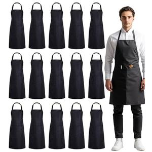 Blueash 16 Pack Bib Apron, Unisex Aprons Adjustable Waterdrop Resistant with 2 Pockets Cooking Kitchen Apron for Chef