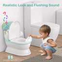 CheerTry 2-in-1 Toddler Potty Training Toilet - Larger Potty Chair & Detachable Training Seat for Boys & Girls Ages 1-3 with Flushing Sound, Wipes Storage, Toilet Paper Holder - Cyan