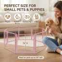 Freepet 32 Inch Pink Dog Playpen, 8-Panel Metal Pet Exercise Pen with Door, Foldable Indoor Outdoor Puppy Fence for Medium Dogs (Pink, 32inch)