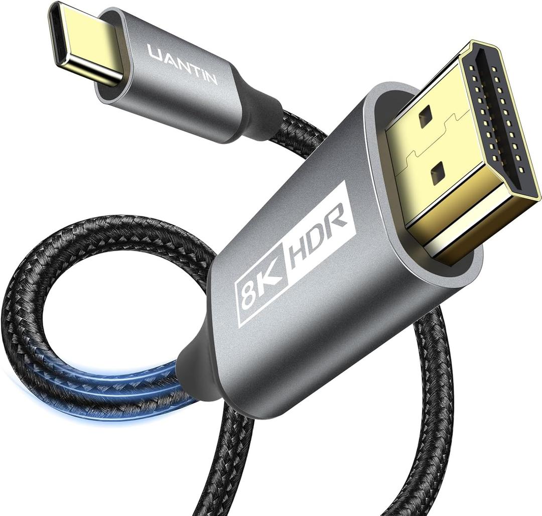 USB C to HDMI 2.1 Cable (8K@60Hz,4K@144Hz,2K@240Hz) 6Ft Type C to HDMI 8K Cord Support HDCP2.3/HDR10 [Thunderbolt 3/4 Compatible] for MacBook Pro/Air,iPad Pro,XPS,S22,iPhone 15 Series