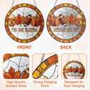 FLAGWIX Fall Decorations for Home - Stained Glass Window Hanging 8in - Autumn Sun Catchers Indoor Window, Fall Gifts for Women Men, Thanksgiving Decorations Sun Catcher, Thanksgiving Gifts for Mom Dad (Spice  tis Season)