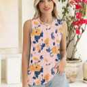 Kistore Womens Summer Tank Tops Sleeveless Crew Neck Pleated Blouse Shirts Fashion Clothes 2025 (XL)