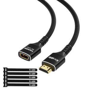 8K HDMI Extension Cable 12 FT, HDMI 2.1 Ultra High Speed Male to Female Cord Adapter, OFC Conductor, Compatible with Roku TV Stick PS5 PS4 Xbox Laptop PC Player Google Chromecast Wii U HDTV