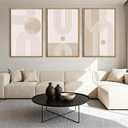 ANHUIB Neutral Boho Abstract Canvas Wall Art Set of 3 Framed Mid Century Modern Wall Decor Beige Geometric Line Artwork Minimalist Prints 16x24 Inch Painting for Living Room Bedroom Dining Room Office