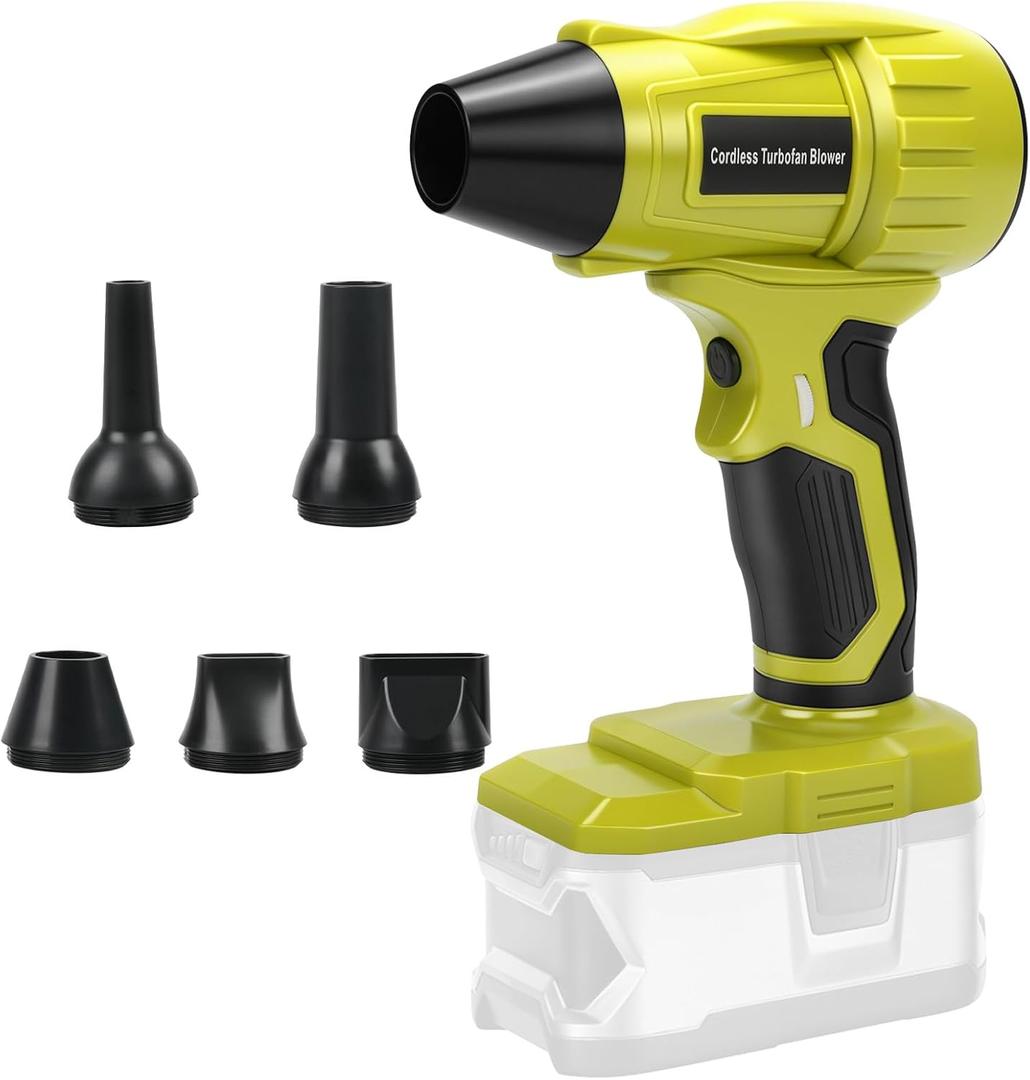 Cordless Leaf Blower for Ryobi 18V ONE+ Battery, 350W Brushless Leaf Blower with 5 Nozzles, Variable Speed, Lightweight Handheld Blower for Leaves Dust Patio (Battery Not Included)