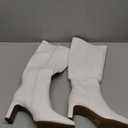 DREAM PAIRS Knee High Boots Women Chunky Block Heel Square Toe Side Zipper Tall Boots for Women (6, White)