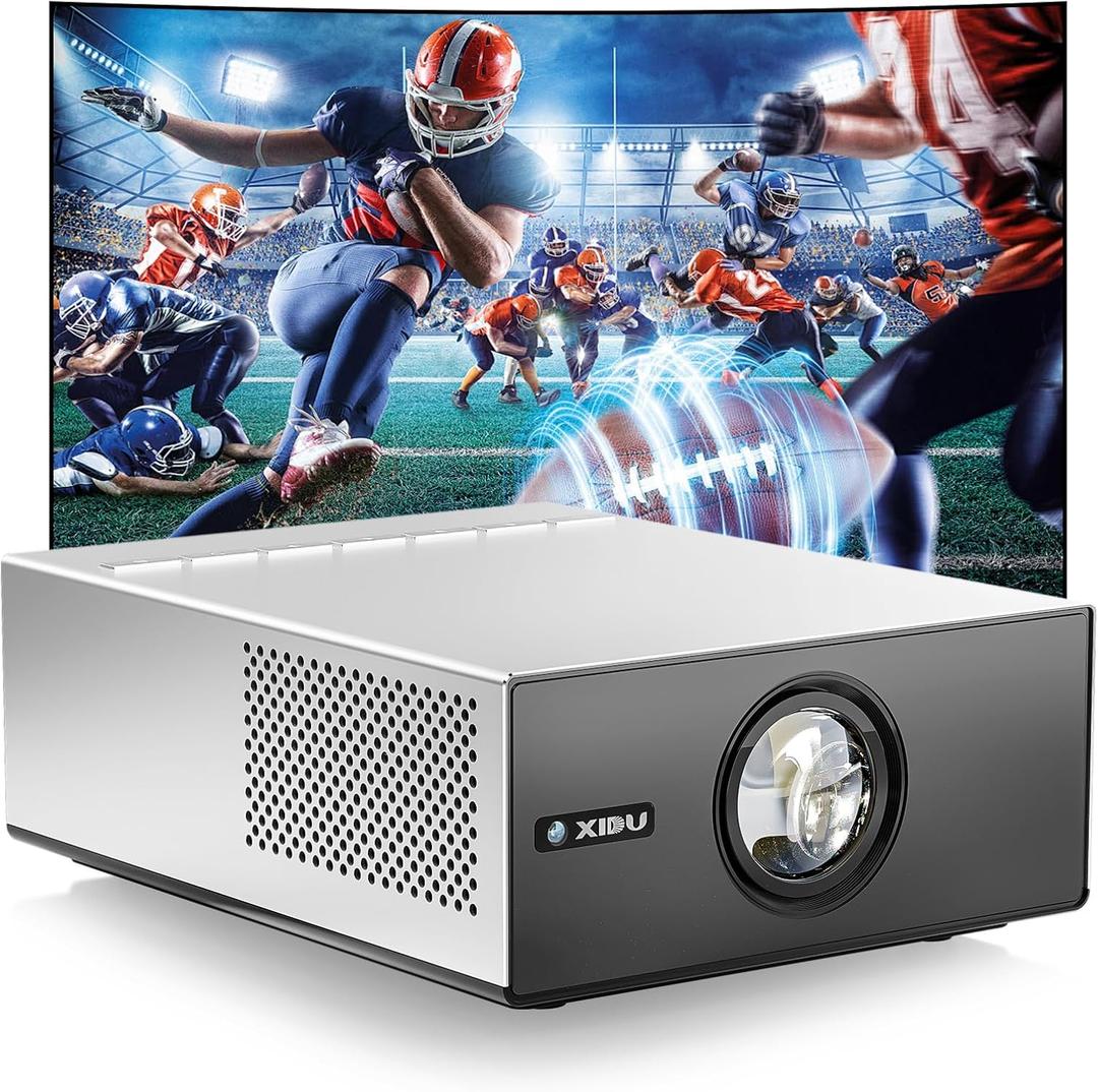 XIDU Portable Projector with WIFI and Bluetooth [Metal Housing/2000ANSI/UHD Native 1080P/Wireless Casting/Electric Focus/Auto Keystone] 4K Outdoor Movie Projector for Home, TV stick, iOS, Android, Laptop (Silver)