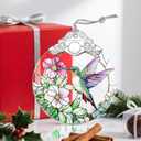 Stained Glass Ornament, Christmas Ornament, Hanging Ornaments for Home Decor & Christmas Tree Ornaments Exquisite Holiday Decor, Perfect Hummingbird Gifts, Xmas Gifts & Holiday Present - Hummingbird