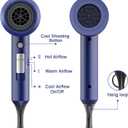 Slopehill Professional Ionic Hair Dryer, Powerful 1800W Fast Drying Low Noise Blow Dryer with 2 Concentrator Nozzle 1 Diffuser Attachments for Home Salon Travel (Prussian Blue)