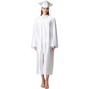 MyGradDay Unisex Adult Shiny Graduation cap and gown Tassel 2024 2025 Year Charm Package (51''(5'6"-5'8"), White)