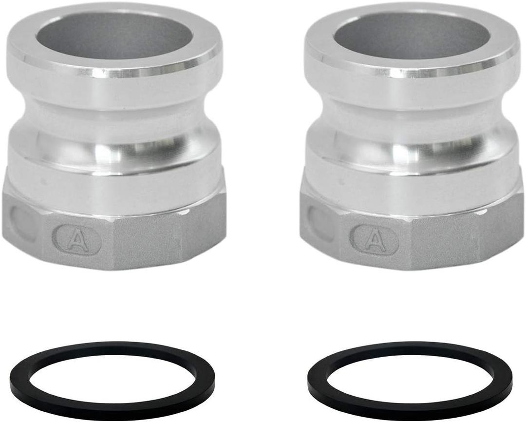 SAFBY 2 PCS Aluminum Global Type A Cam and Groove Hose Fitting, Plug x NPT Female with 2 PCS Camlock Gasket Fitting(1.5")