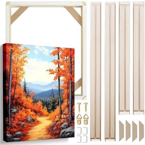 24x32 Solid Wood Stretcher Bars for Canvas & Needlepoint | Made in USA 4 Pack Self-Adhesive Frame Kit with 1.25-Inch Profile for Tool-Free Assembly and 3D Canvas Display
