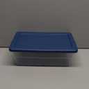Sterilite Stackable 6 Quart Clear Home Storage Box with Handles and Blue Lid for Efficient, Space Saving Household Storage and Organization, 1 Pack
