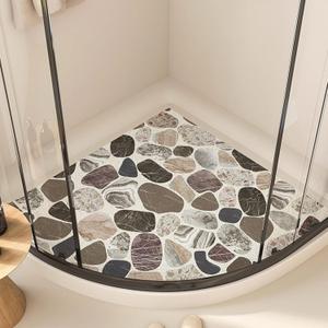 Anti Slip Corner Shower Mat with Drainage Holes, PVC Loofah Shower Anti Slip Mat, Bathmat Quick Dry and Easy to Clean, Shower Floor Mat Non Slip, A, 80x80cm (32x32 inch)