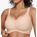 OEAK Women's Wireless Bras V Mesh Comfortable Bralette Supportive T-shirt Bra No Underwire Seamless Push Up Everyday Bras, 3XL