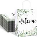 QIELSER 50 pcs Welcome Bags for Wedding Guests Bulk, White Welcome Gift Bags with Handles Shopping paper Bags Good for Wedding, Birthday Party Supplies, Craft, Packaging, Retail (50Pcs(8"*4.75"*10"))