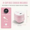 GreenLife Digital Rice Cooker, 2-Cups Uncooked/4-Cups Cooked, Removable Nonstick Ceramic PFAS-Free Pot, One-Touch Presets, Oats, Quinoa, Brown Rice, Auto Keep Warm, Fuzzy Logic Tech, 1.5QT, Pink