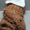 L'AGRATY Chunky Knit Blanket Throw - Soft Chunky Throw Blanket 30x40 inches: 100% Hand Kintted Chenile Crochet Throw Blanket for Couch - Large Cable Knit Chunky Blanket for Home Decor(Brown)