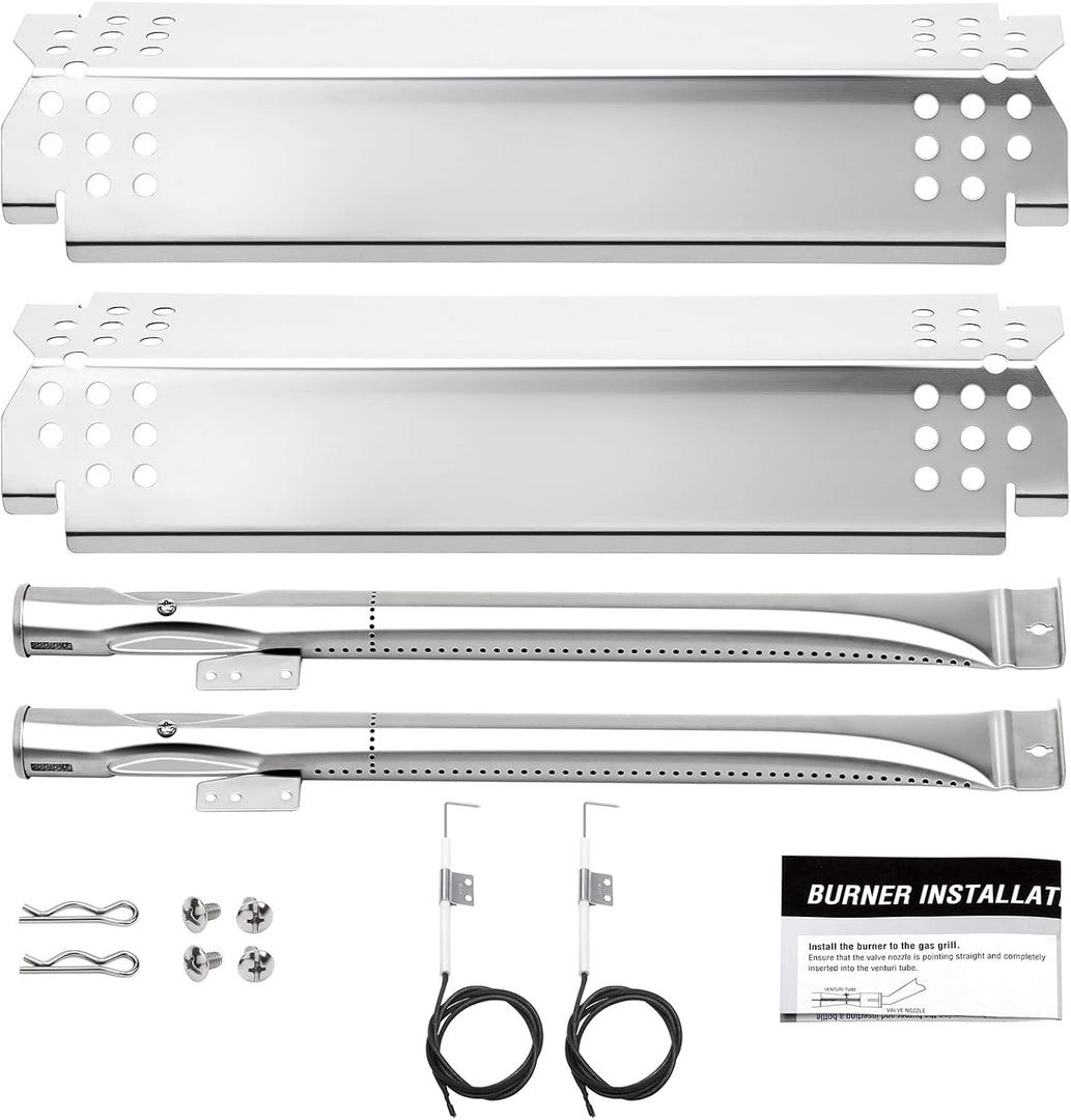 2 Burner Grill Replacement Parts for Nexgrill 720-0864, Nexgrill 720-0864m, Stainless Steel Gas Grill Burner & Heat Shield & Igniters Replacement Kit for Nexgrill