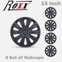 4 Pack 15" Wheel Rims Cover Snap On Black Matte Hub Caps Fit R15 Tire+Steel Rim