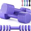 Zempox Adjustable Dumbbell Set of 2, 4 in 1 Free Weights Dumbbells Set for Women, Hand Weights for Women at Home, Each 2lb 3lb 4lb 5lb with TPU Soft Rubber Handle for Home Gym Exercise Training Aquatic Fitness Equipment (Purple)