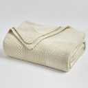 Longhui bedding 100% Cotton Chunky Cable Knit Throw Blanket for Sofa Couch Bed Baby Nursery, Bold Thread, Home Decorative Blanket, Bonus Laundering Bag, 60 x 80 Inches, Cream