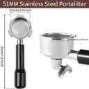 51mm Stainless Steel Portafilter with Double Spouts for CM5418, 3 Ears Portafilter with Portafilter Basket Removal Tool Compatible for CASABREWS CM5418, 3700Essential and 5418Pro
