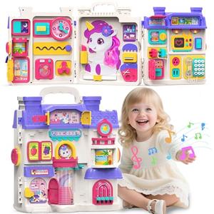 ELFJOY Montessori Toys for 1 Year Old Girl Gifts, Busy Board for 1 2 Year Old - 56+ Activities Bilingual Early Educational Learning Toddler Baby Girl Toys, First Birthday Gifts for 1 2 Year Old Girls