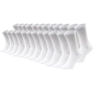 24 Pairs Cotton Crew Socks, Mens Womens Bulk Casual Sports Sock (White, 10-13 (Men's Shoe Sizes 7-12))