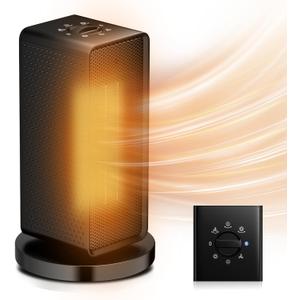 Portable Electric Space Heater, 1200W PTC Electric Heater for Home & Office, Ceramic Heater for Quick & Efficient Warmth with Tip-Over Protection, Knob Operation, 90Oscillation