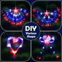 8 Pack 4th of July Solar Fireworks Lights for Outside, 1440 LED Patriotic Solar Lights with 8 Modes Timer Remote, Waterproof Red White Blue Solar Garden Light for Independence Day Memorial Day Decor