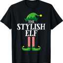 Stylish Elf Matching Family Group Christmas Party Pyjamas T-Shirt (L)