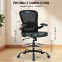 Drafting Chair Tall Office Chair with PU Leather Seat, 400lbs Ergonomic Standing Desk Chair with Lumbar Support,Counter Stool with Adjustable Footrest Ring & Flip-up Armrests,Black, X-Large