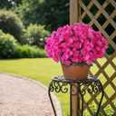 8 Bundles Artificial Flowers for Front Door, Fake Silk Azalea Bouquet Silk Flowers for Outside UV Resistant Realistic Faux Plants for Planter Farmhouse Patio Garden Walkways Home Decor (Rose Red)