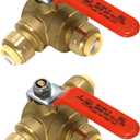 2 Pcs XFITTING Push Fit 1/2 Inch x 1/2 Inch Push Fit x 1/2 Inch Push Fit 3 Way Tee Valve, 28-5-8=2XX