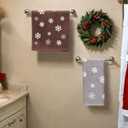 Preboun 2 Pcs Winter Hand Towels Christmas Snowflakes Bathroom Towels Cotton Soft Absorbent Bathroom Kitchen Decoration for Drying, Cleaning, Cooking, 13.7 x 29.5inch